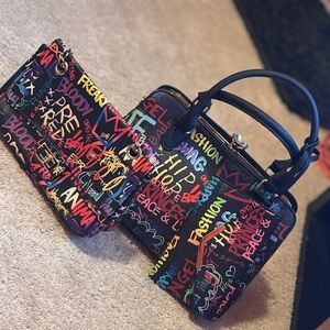3pc Colorful Graffiti Print Women's Handbag Set